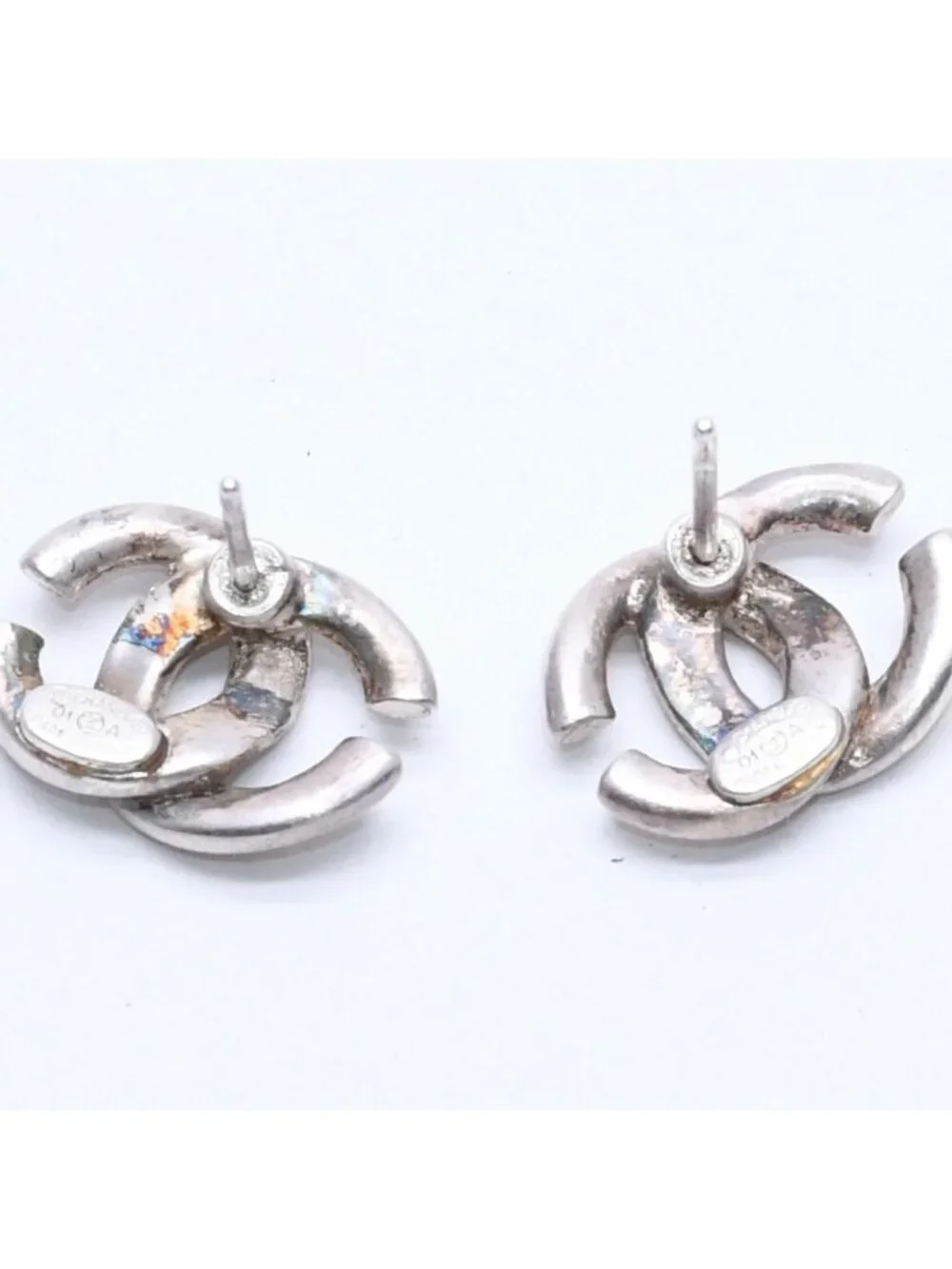 Chanel CC Logo Earrings 01 Metal Silver